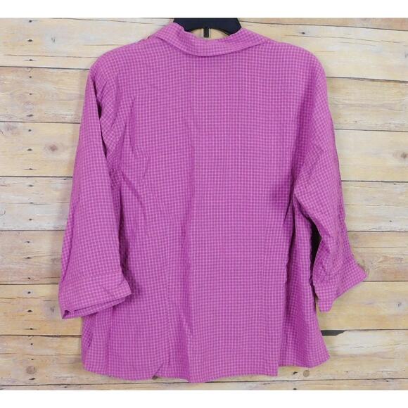 Sarah Bentley Shirt Large Purple Plaid Long Sleeve Button Down - Picture 4 of 7